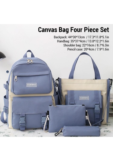 Kangvka Büyük Kapasiteli Kore Tarzı Kadınlar İçin Keten Çanta Seti - Günlük Ve Seyahat İçin Şık Ve Pratik Blue