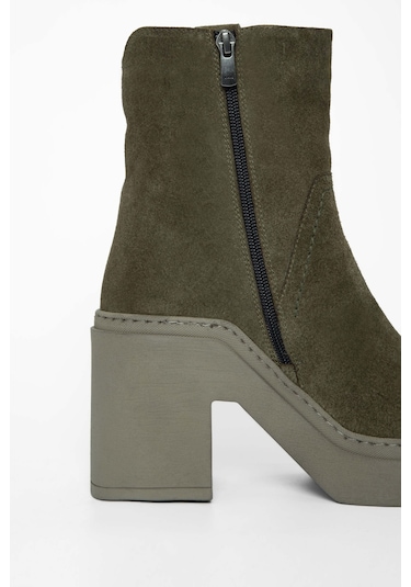 Tamer Tanca Kadın Hakiki Deri Haki Süet Casual Bot 33 17800 Bn Bot Sk23/24 Hakı Suet Haki