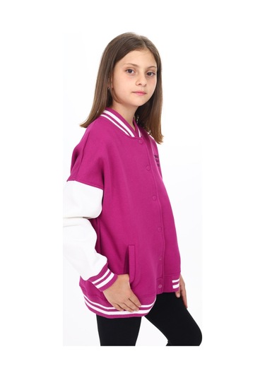 Toontoy Kız Çocuk Nakışlı Kolej Hırka Mürdüm