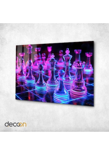 Neon Işıklı Strateji: Fütüristik Cam Satranç Tablosu