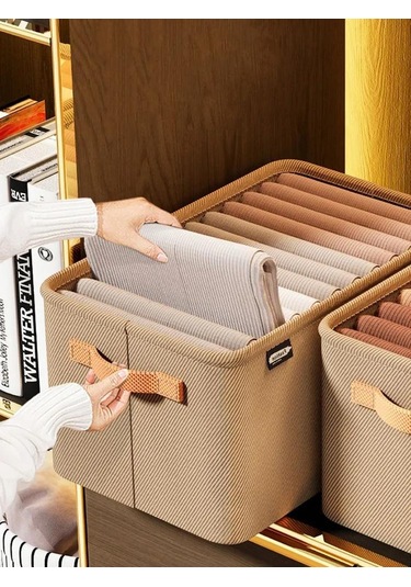 Jeemson 36 Litrelik Dayanıklı Linen Depolama Kutusu - 48x28x25 Cm, Suya Dayanıklı, Katlanabilir, Ev/ofis Düzenleme Haki