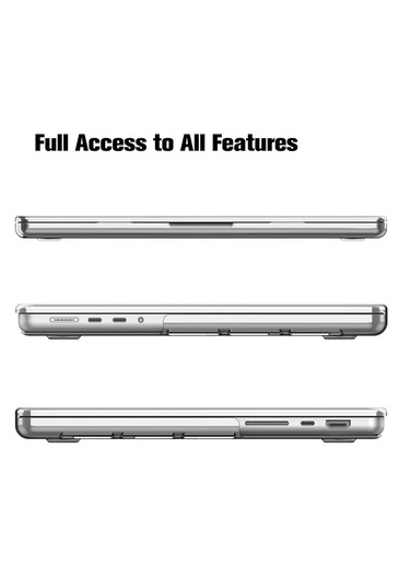 Apple Uyumlu MacBook Pro 16" M1 - M2 Hard Shell Sert Kapak Kılıf - Şeffaf
