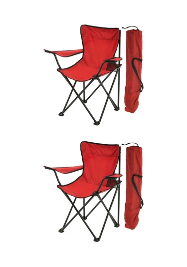 Exent 2'li Rejisör Kamp Sandalyesi Piknik Sandalyesi Katlanır Sandalye Taşıma Çantalı Kırmızı