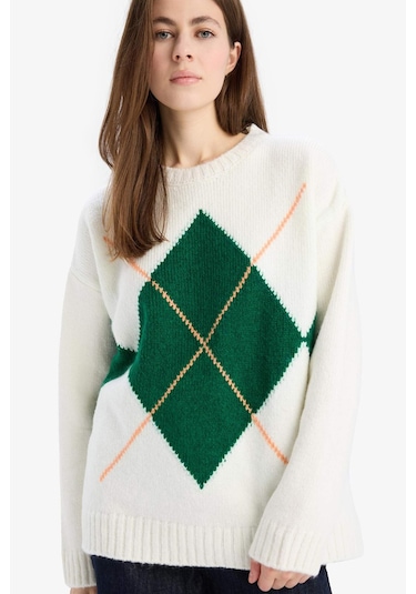 DeFacto Oversize Geniş Kalıp Baklava Dilimli Bisiklet Yaka Triko Kazak F1233AX25SPGN943 Yeşil DeFacto Oversize Geniş Kalıp Baklava Dilimli Bisiklet Yaka Triko Kazak F1233AX25SPGN943 Yeşil