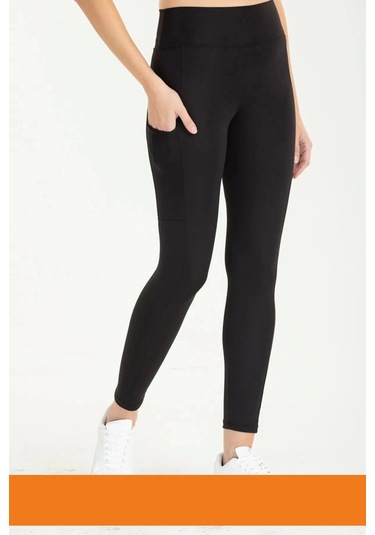 Enenstyle Fashıon Boutıque Yeni Sezon İç Göstermez Cepli Yoga Taytı Sıkı Dokuma Teknolojisi Siyah Seamless Kadın Tayt SiYAH