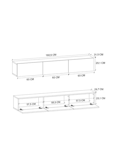 Bofigo Tv Ünitesi Tv Sehpası Düşer Kapaklı Tv Ünitesi Televizyon Sehpası 180 Cm Marvel Antrasit Antrasit
