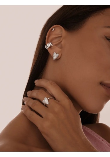 Miestilo 925 Ayar Gümüş Kalp Kulağız Cartilaç Piercing 248135508 Beyaz