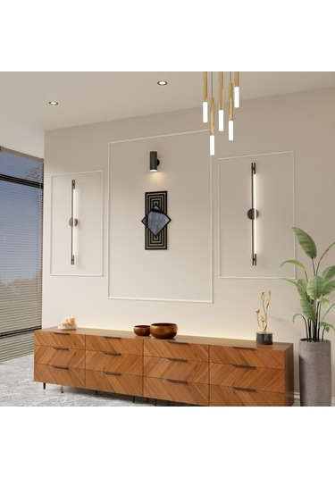 Dekoratif Minimal Ayna Pleksili Ahşap Duvar Süsü