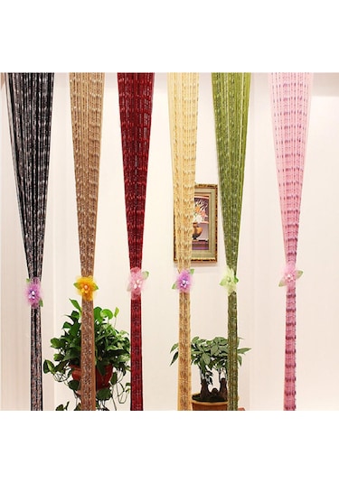 1mx2m Dekoratif Damla Zincir Boncuk Pencere Kapı Perdesi Perde İpi Kapı Oda Bölücü Siyah