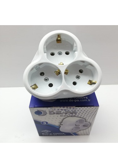 Depa 3'lü Topraklı Golyat Priz Papatya Tasarım Priz Duvar Tipi Çoklayıcı Fiş 16a 250v 3500w