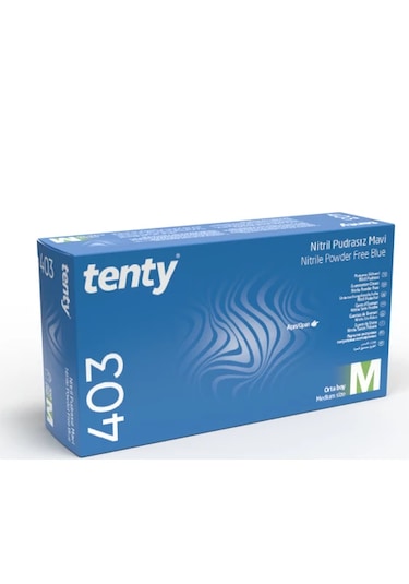 Tenty Pudrasız Nitril Eldiven Mavi 100'lü
