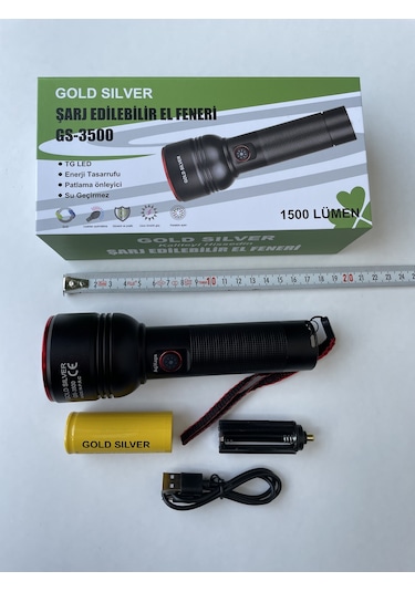 Gold Silver Gs-3500 En Yeni Model El Feneri Siyah