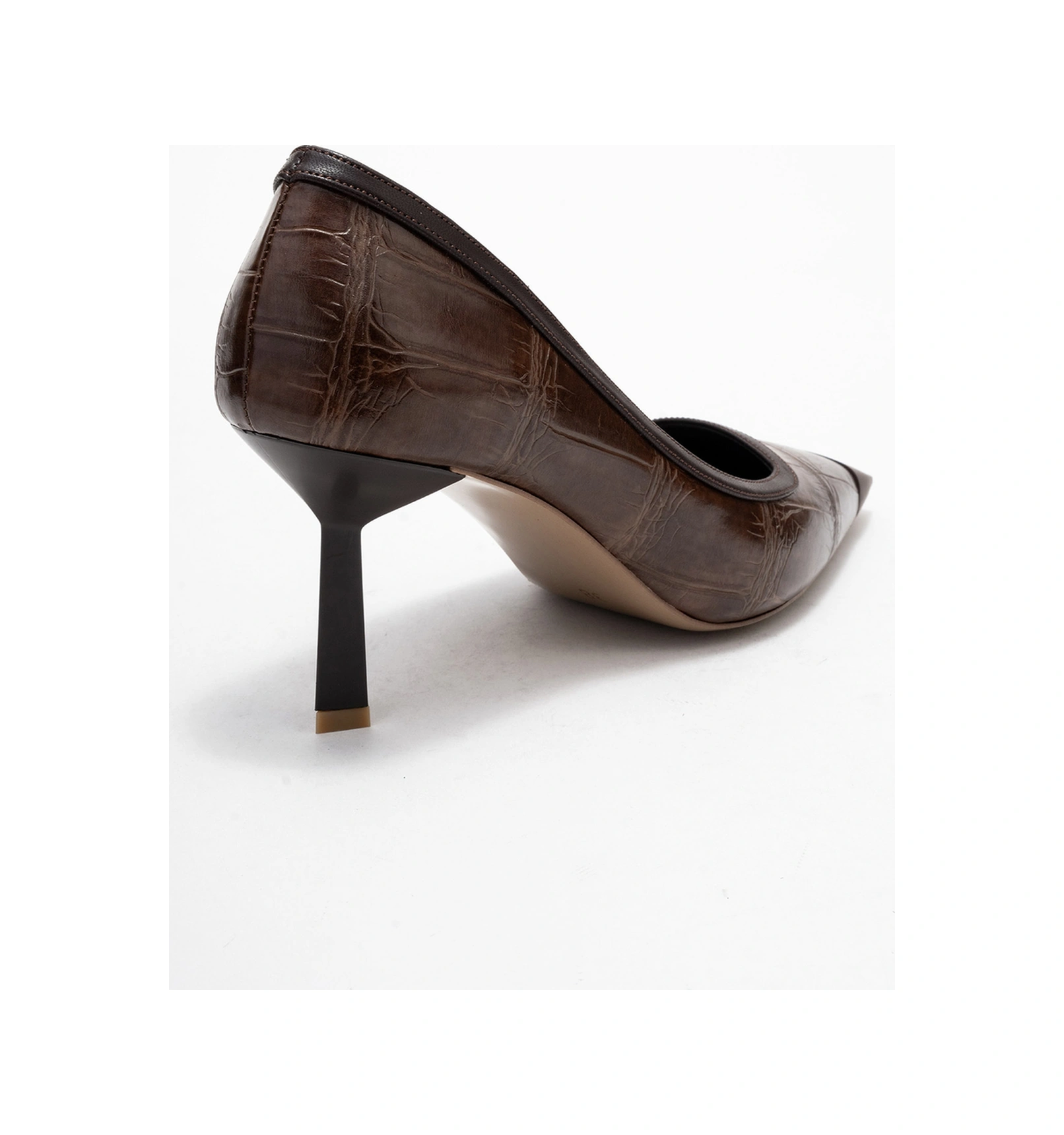 Rona Açık Kahverengi Baskı Mat Burunlu Kadın Topuklu Ayakkabı Açık Kahverengi