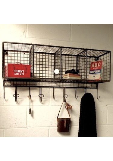 Wessdizayn 9 Kancalı Metal Duvar Askılığı 4 Gözlü Antre Duvar Rafı Wd-209 Siyah