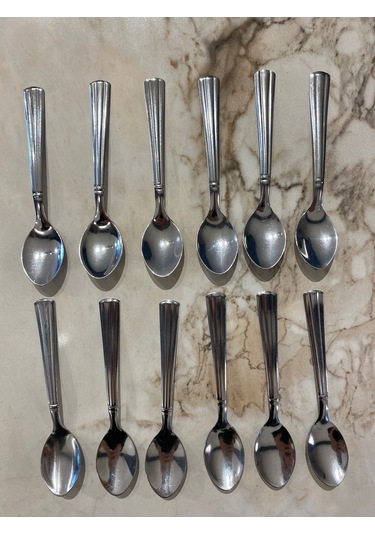 12 Adet Paslanmaz Çelik Lüx Çay Kaşığı Gri