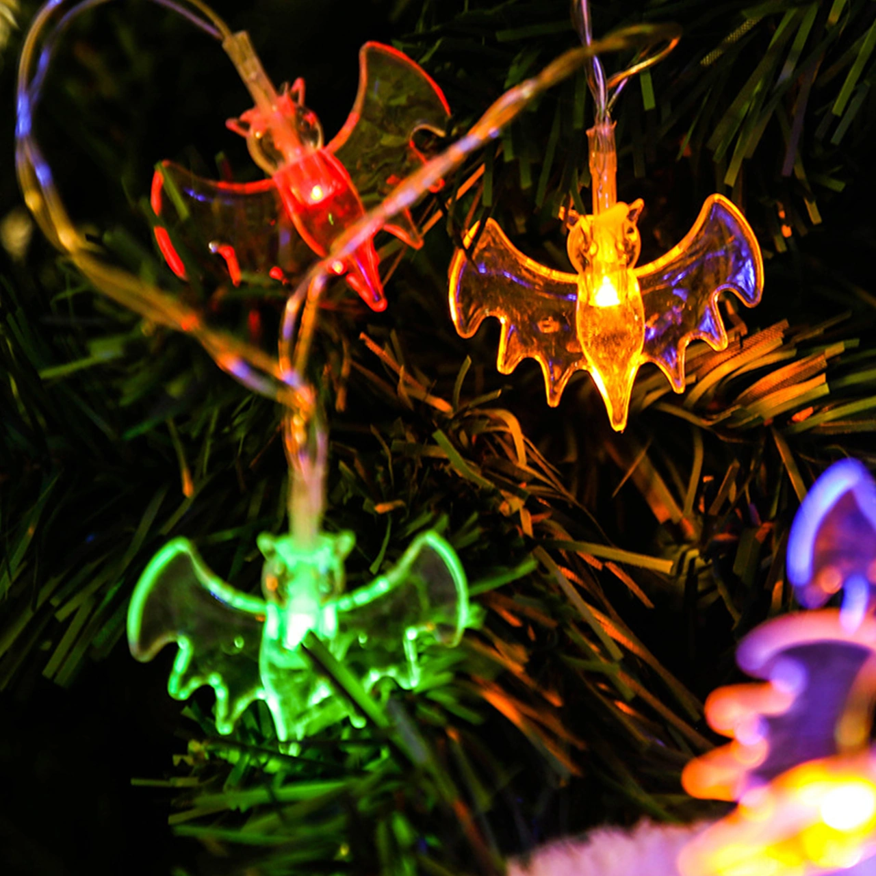 Konesam Halloween Renkli Yarası Led Işık Zinciri 3m 20lü Pil İle Çalışır Sürekli/parıltı Modu İç/ Dış Mekan Dekorasyonu Pil Dahil Değil