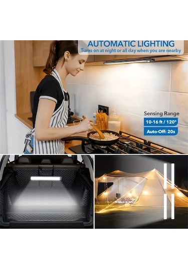 Willowhaven 6 Paket Sıcak Renk 30 Cm Led Hareket Sensörlü Dolap Aydınlatma Usb Şarjlı Ahşap