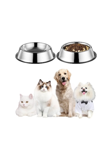 Noyisk Kedi Köpek Mama ve Su Kabı 2 Adet 18 CM