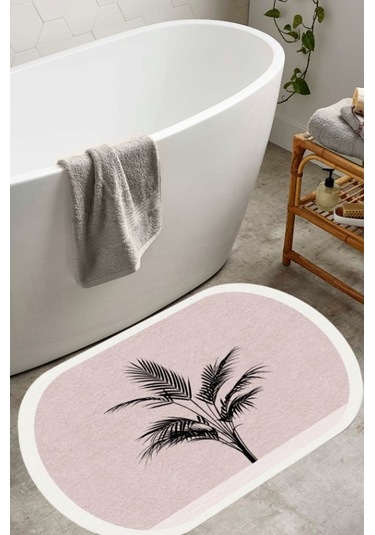 Decomia Home Bath Yıkanabilir Kaymaz Yaprak Desenli Banyo Paspası Banyo Halısı 60x100 Pembe 60 X 100 Pembe