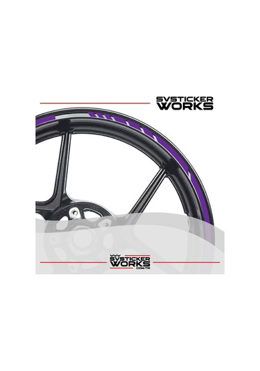 Motosiklet Jant Şeridi Jant Sticker Dekor Model Parçalı Desen Sticker Set Mor