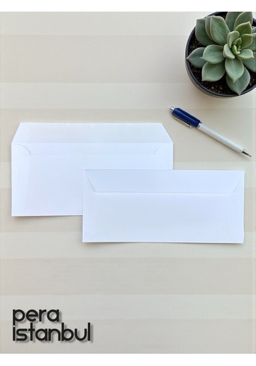 250 Adet Diplomat Beyaz Davetiye Lüks Tebrik Kartı Mektup Mühür Cüzdan Büyük Zarf 105x240mm
