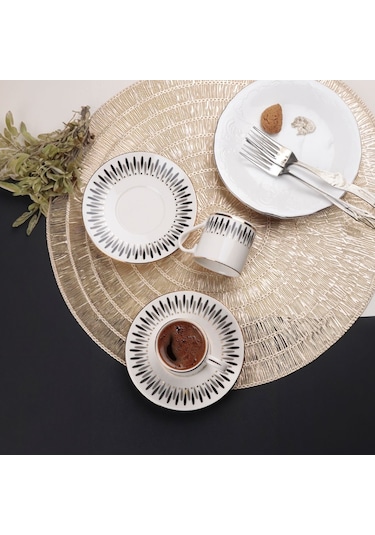 Porser Palm 4 Parça Kahve Fincan Takımı Siyah