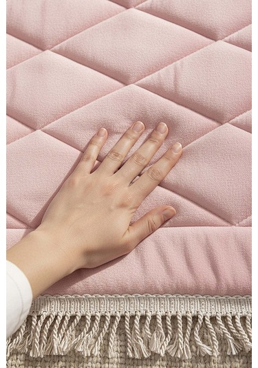 Pembe Kapitone Dolgulu Lüks Seccade 65x115 Cm