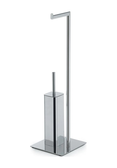 Ayaklı Tuvalet Kağıtlık+fırçalık - Krom Krom
