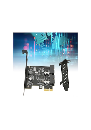 Fosenze Pcıe 1x'den Usb 3.2 Gen1'e Çevirici Kart - 2x 19pın Çıkış, 5gbps Hız, Renesas Upd720201, Windows/linux Desteği