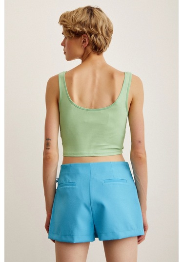 Trendquel Askılı Crop Bluz Yeşil Yeşil
