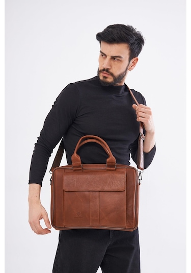 Derinss Dub3099 Hakiki Deri Camel Laptop Ve Evrak Çantası 001