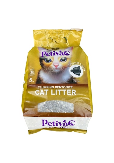 Petiva Aktif Karbon Topaklaşan Bentonit Kedi Kumu 5 L