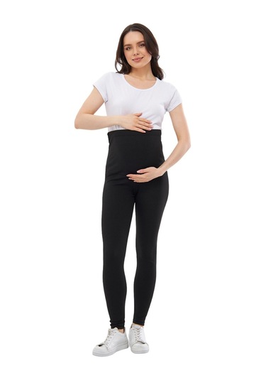Luvmabelly Myra8140 Toparlayıcı Fitilli Mevsimlik Beli Ayarlanabilir Hamile Tayt-siyah
