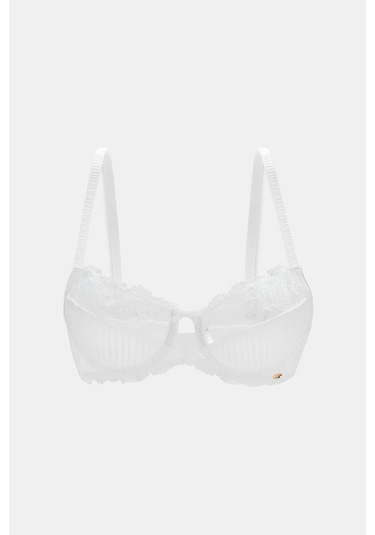 Paris Ekru Balenli Dantelli Dolgusuz Toparlayıcı Balkonet Sütyen ekru