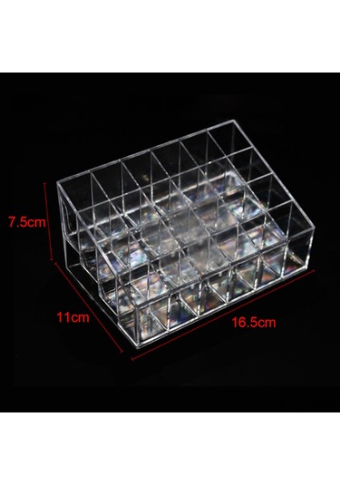 Jeemson 24 Bölmeli Şeffaf Plastik Dudak Ruj Organizatörü - Makyaj Malzemeleri İçin Masüstü Depolama Kutusu Beyaz