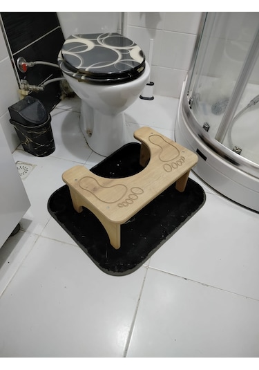 Wc Çömelme Ayak Taburesi, 45x28cm Yükseklik18 Cmbasamak Taburesi Açık Ahşap