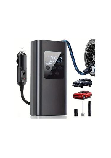 Primepickings Siyah Portable Kablolu Led Işıklı Şişirme Cihazı 150 Psı Hava Kompresörü 36v Araçlar Ve Yol Yardımı İçin