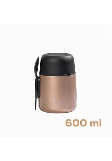 Porsima Paslanmaz Çelik Vakumlu Yemek Termosu Beslenme Kutusu Taşınabilir Lunch Box Sefer Tası Bronz 600 Ml Bronz
