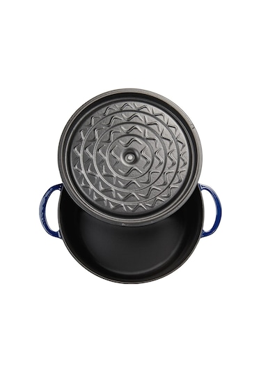 Sürel Aroma Kapak Parlak Mavi Yuvarlak Tencere 32 Cm Mavi