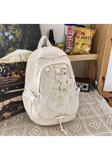 Gençler İçin Şık Ve Fonksiyonel Okul Çantası, Dayanıklı Sırt Çantası, Ergonomik Tasarım, Hafif Ve Spor Çanta Beyaz