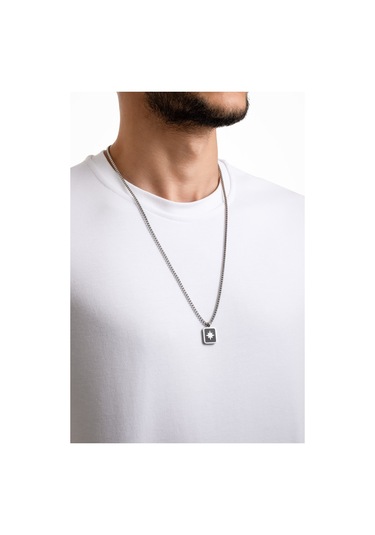 So Chic Yol Gösterici Çelik Erkek Kolye