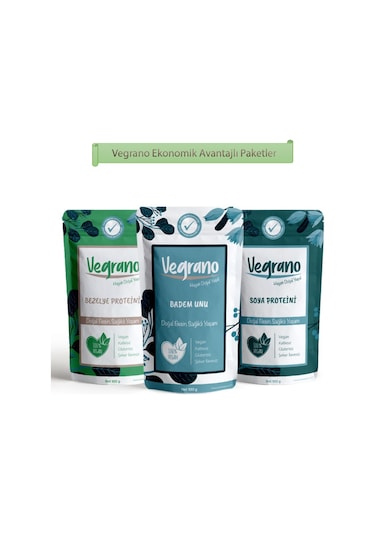 Vegrano Bezelye Proteini 100 G + Soya Proteini 100 G + Badem Unu 100 G