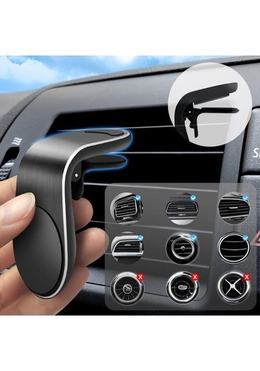 Yingfu Manyetik Araç Telefon Tutucu Siyah - 2'li Paket - Havalandırma Menfezi Montajı - İphone, Samsung, Huawei Uygun Diğer
