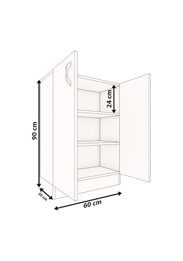 Masal Çok Amaçlı Dolap 2 Raflı 2 Kapaklı Mutfak Balkon