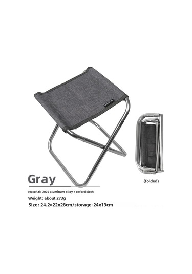 Skycity 7075 Alyuminyum Çıkışlı Katlanabilir Sandalye - Balıkçılık, Manç, Kamp İçin Taşınabilir Konforlu Oturak Gri Gri