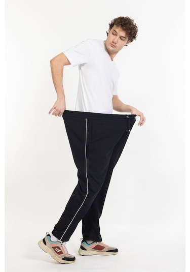 Büyük Beden Erkek Eşofman Altı Cepli Fermuarlı Blr-08- 1009 Siyah