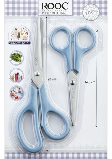 Makri Home 2'li Çok Amaçlı Makas Seti Küçük Boy Mavi, 14.5 Cm