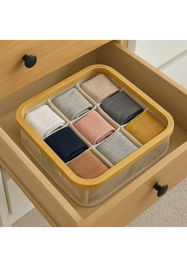 Decorev Bambu Çorap Organizeri Br-6705 9 Gözlü Renkli X10 Ahşap