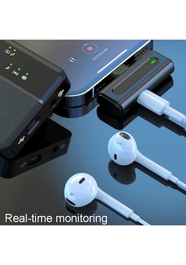 Kablosuz Yaka Mikrofonu Bire Bir Canlı Kayıt Gürültü Önleyici Mikrofonlar, Arayüz: 8 Pin