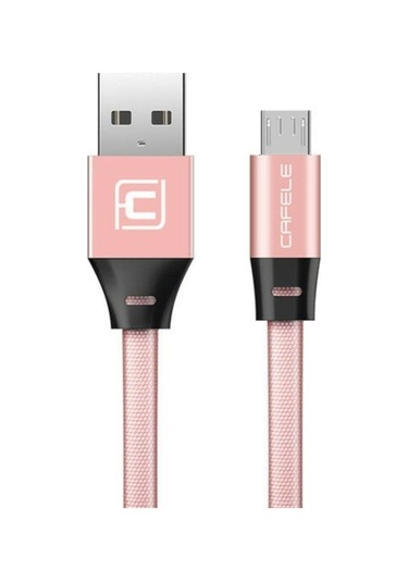 Micro Usb Flat Fiber Örgülü 2.4a Şarj Ve Data Kablosu-pembe